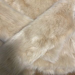 CREAM FAUX FUR JACKET SIZE M for sale